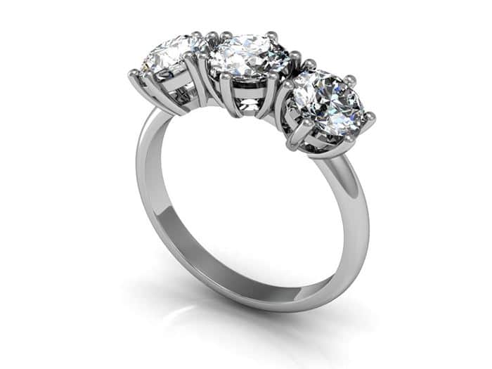 טבעת אירוסין משובצת 3 יהלומים דגם חושן.