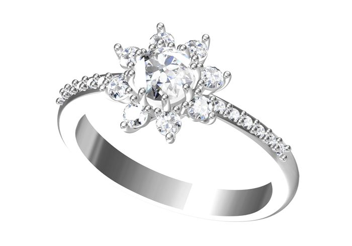 טבעת אירוסין משובצת יהלומים דגם ורד