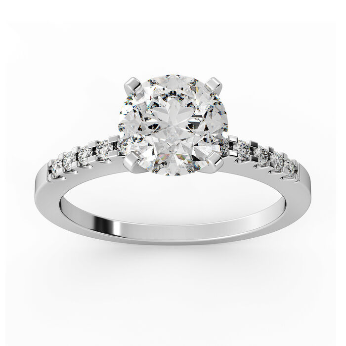 טבעת אירוסין משובצת יהלום מרכזי ו10 יהלומי צד דגם אודל