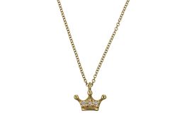 שרשרת Crown בשיבוץ 3 יהלומים זהב צהוב