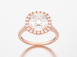 טבעת אירוסין משובצת יהלומים דגם כלנית זהב ורוד