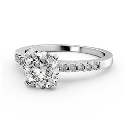 טבעת אירוסין משובצת יהלום מרכזי ו10 יהלומי צד דגם אודל