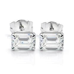 עגילי יהלום חיתוך אמרלד.