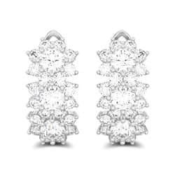 עגילי 3 פרחים משובצים יהלומים.