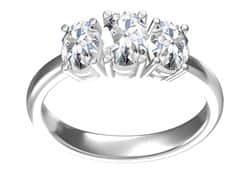 טבעת אירוסין 3 יהלומים חיתוך אובלי.