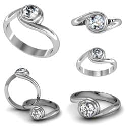 טבעת אירוסין טוויסט יהלום חיתוך עגול.